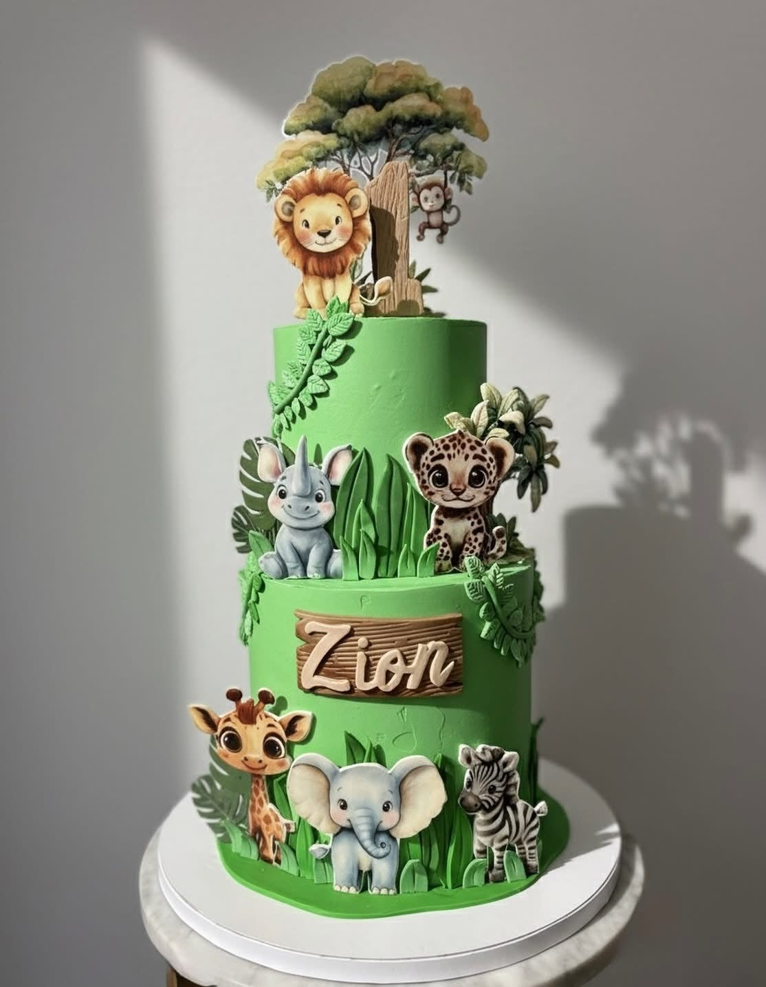 Jungle Safari 1st Birthday Cake