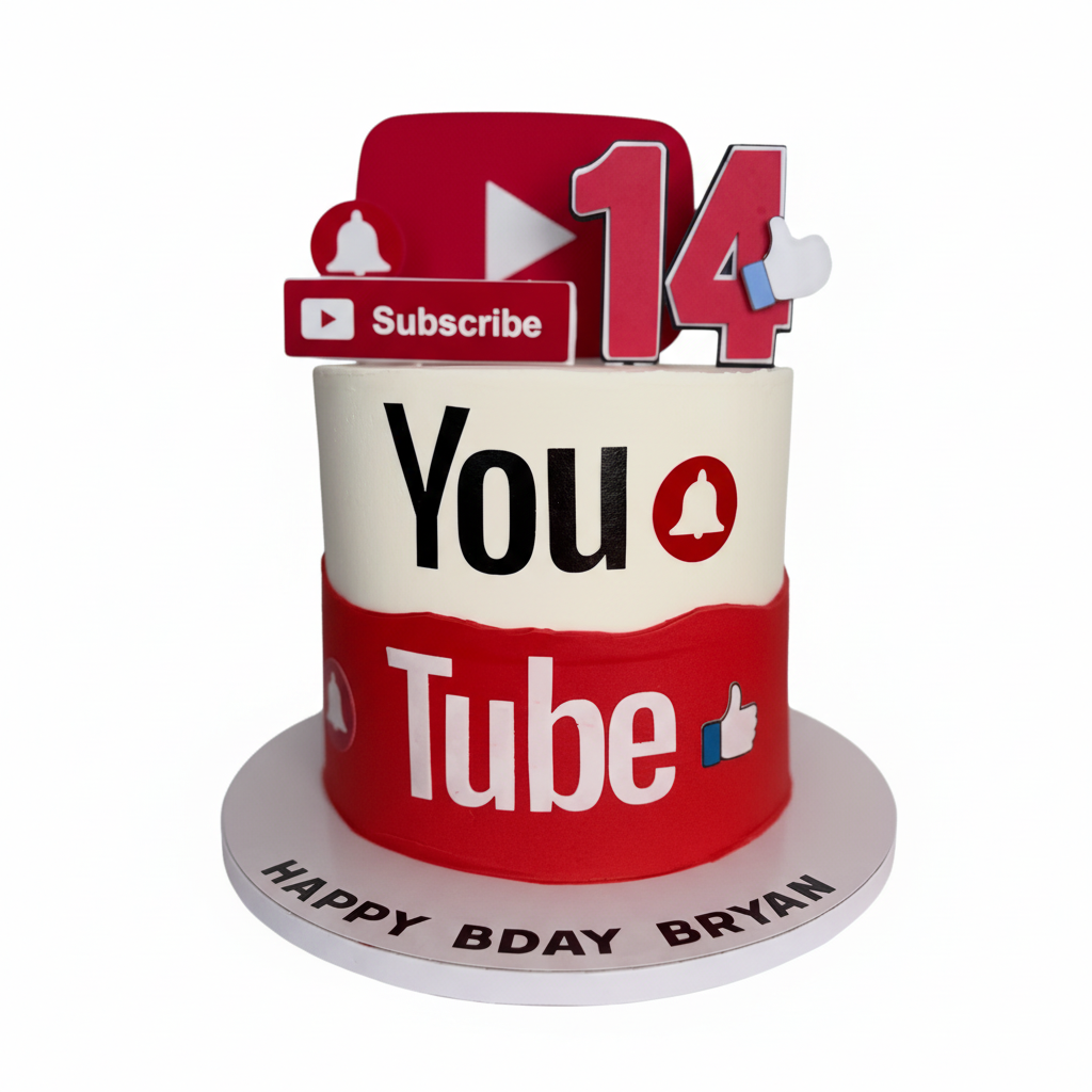 YouTube birthday cake with white background